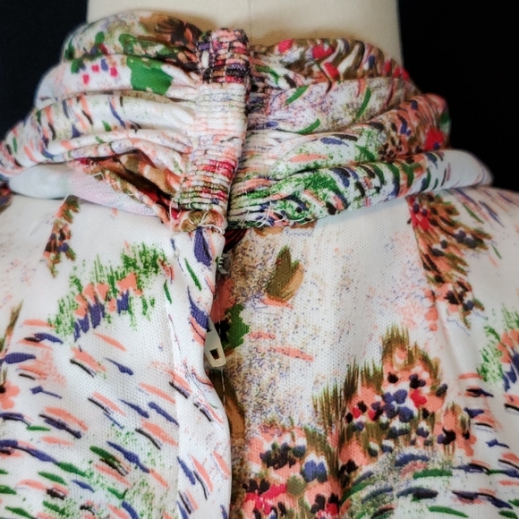 Vtg Floral Knit maxi dress, 60s/70s, vtg 14 (S/M) - Picture 8 of 12